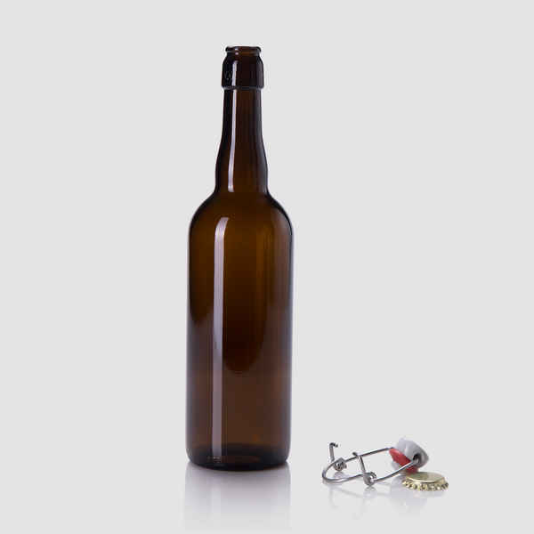 Арт.1018 бутылка Бельгия 750 мл для пива и сидра бугель кроненкорк, мюзле