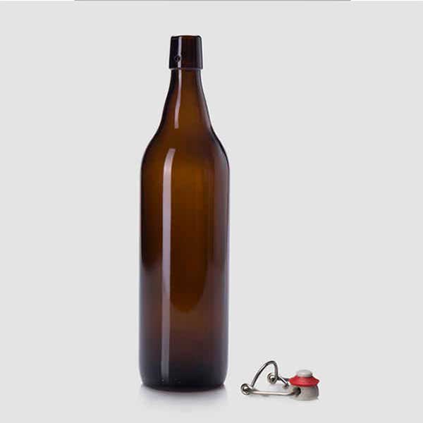 Арт.1021 бутылка Бирфляше 1 литр для пива и сидра бугель